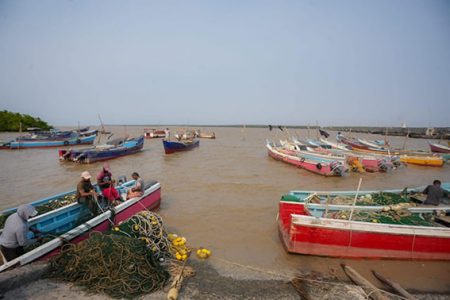 Fishing boats off the three-door sluice (Office of the
President photo)