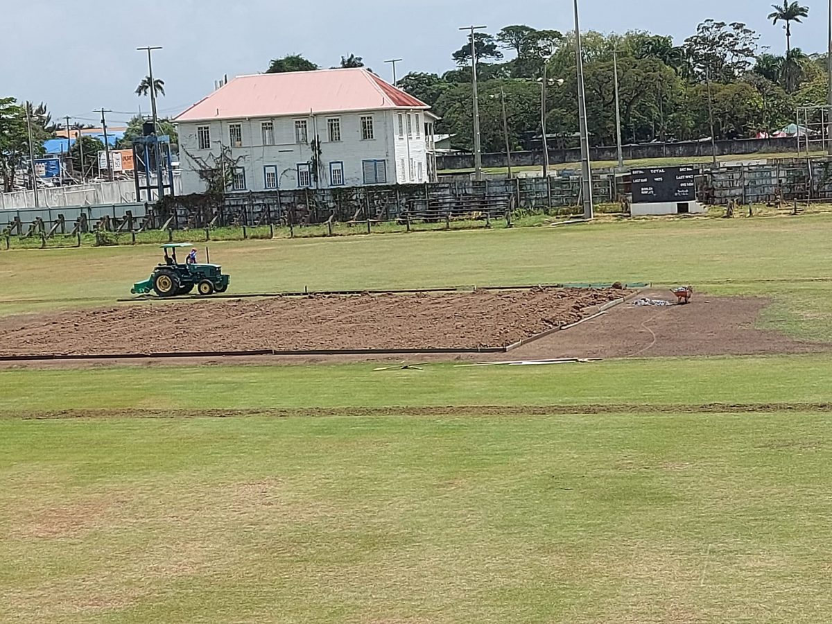 The Government of Guyana is funding an
overhaul of the pitch at Bourda in anticipation of the ICC T20 World Cup in June. GCC has been selected by ICC as a training/warm-up venue