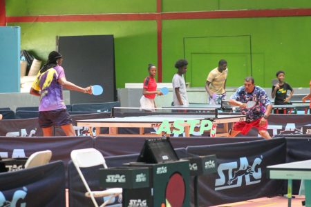 Action in the GTTA Tournament held on Sunday at the National Gymnasium, Mandela Avenue