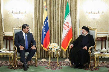 Iranian President Ebrahim Raisi meets with Venezuelan President Nicolas Maduro in Tehran, Iran, June 11, 2022. President Website/WANA (West Asia News Agency)/Handout via REUTERS ATTENTION EDITORS - THIS IMAGE HAS BEEN SUPPLIED BY A THIRD PARTY.