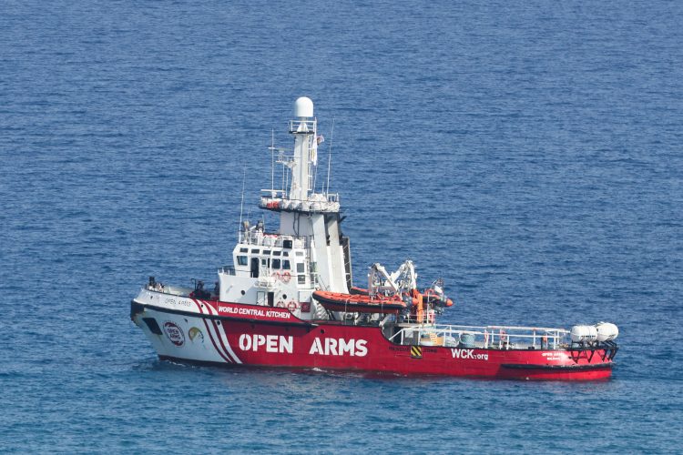 The Open Arms, a rescue vessel owned by a Spanish NGO, departs with humanitarian aid for Gaza from Larnaca, Cyprus, March 30, 2024. REUTERS/Yiannis Kourtoglou