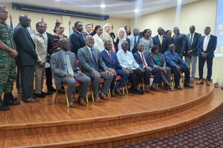 Representatives of international partners and members of the RSS team along with Guyana law enforcement officials.