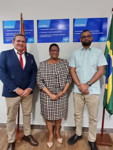 Ambassador Elisabeth Harper is at centre. At right is Home Affairs Ministry Permanent Secretary, Andre Ally. (Ministry of Home Affairs photo)