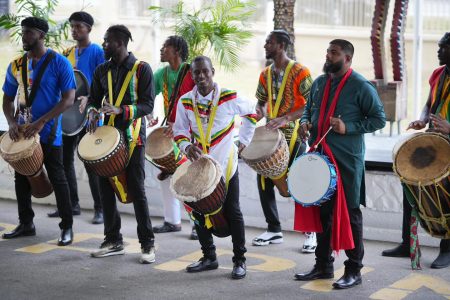 Some of the regional drummers at the opening (Office of the President photo)