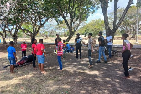  In a celebration of creativity and camaraderie, Scout Members and Scout leaders from Regional Police Division 4 ‘C’ came together for their annual ‘Sip and Paint Event’ held at the National Park in Georgetown yesterday. (Guyana Police Force photo)
