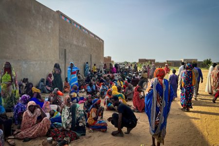 FILE PHOTO: Sudanese refugees gather as Doctors Without Borders (MSF) teams assist the war-wounded from West Darfur, Sudan, in Adre hospital, Chad, June 16, 2023 in this handout image. Courtesy of Mohammad Ghannam/MSF/Handout via REUTERS/File Photo