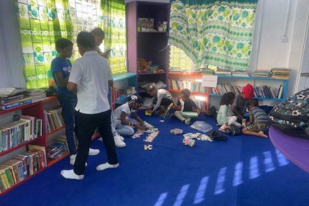 Children enjoying the use of the library
