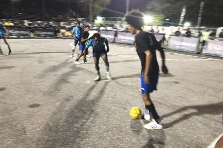 A scene from the quarterfinal action in the Guinness ‘Greatest of the Streets’ Georgetown championship
