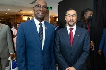 FLASHBACK: Prime Minister Dr Keith Rowley, left, and Energy Minister Stuart Young at the Guyana Energy Conference and Supply Chain Expo 2024 last February in Georgetown, Guyana.