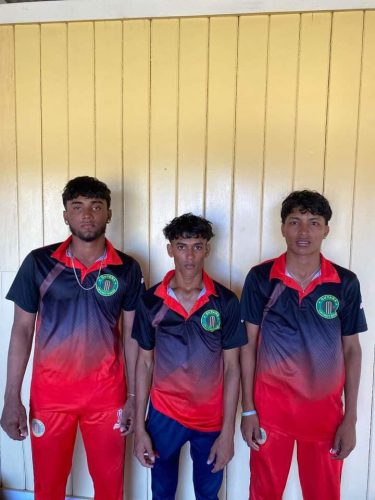 (L-R) Rampertab Ramnauth (77 not out), Rampersaud Ramnauth (51 not out), and Salim Khan (3/31) all played key roles in Berbice’s 10-wicket win over the Select XI.
