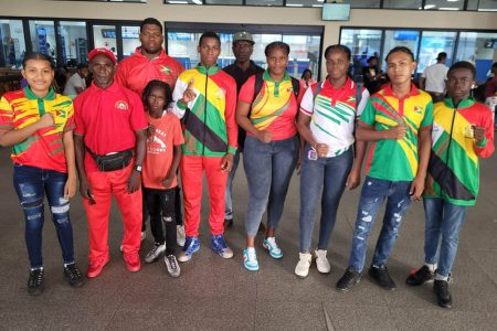 Several members of the Guyana team prior to their departure for St Lucia to compete in the 'Champion of Champions' Boxing tournament.