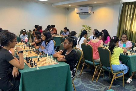 Scenes from the matches held at the Girl’s and Women’s Chess Camp