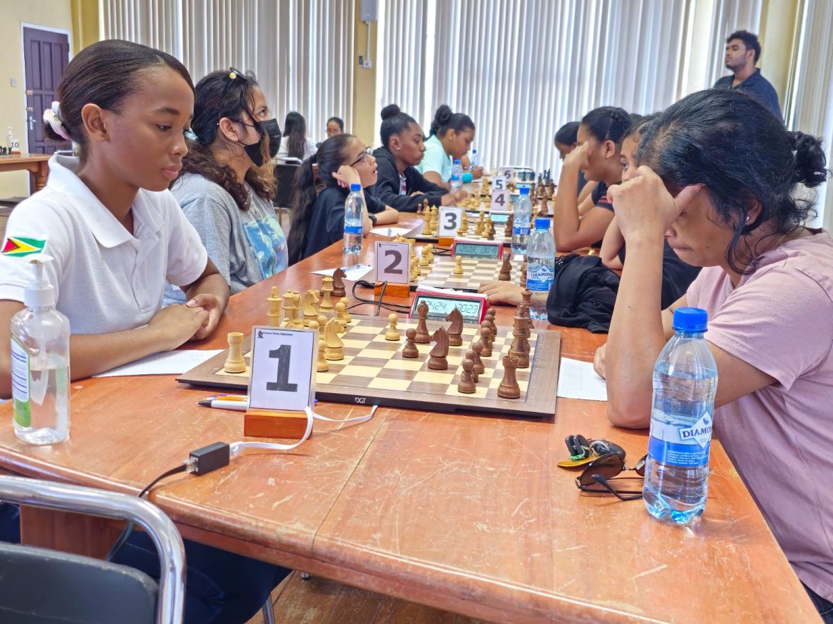 A scene from the 2024 Women’s Chess Championship Qualifiers at the National Racquet Centre, Woolford Avenue
