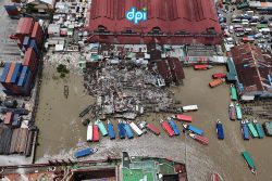 An aerial view of the collapsed roof (Department of Public Information photo)