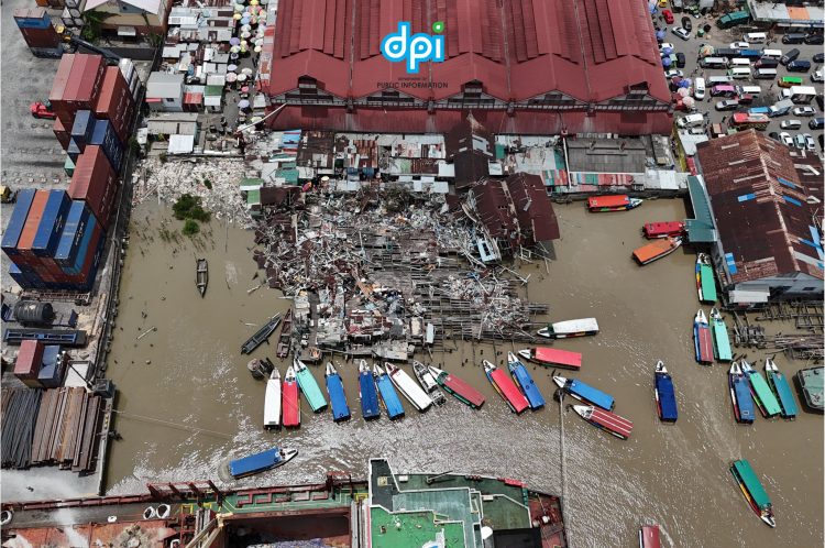 An aerial view of the collapsed roof (Department of Public Information photo)