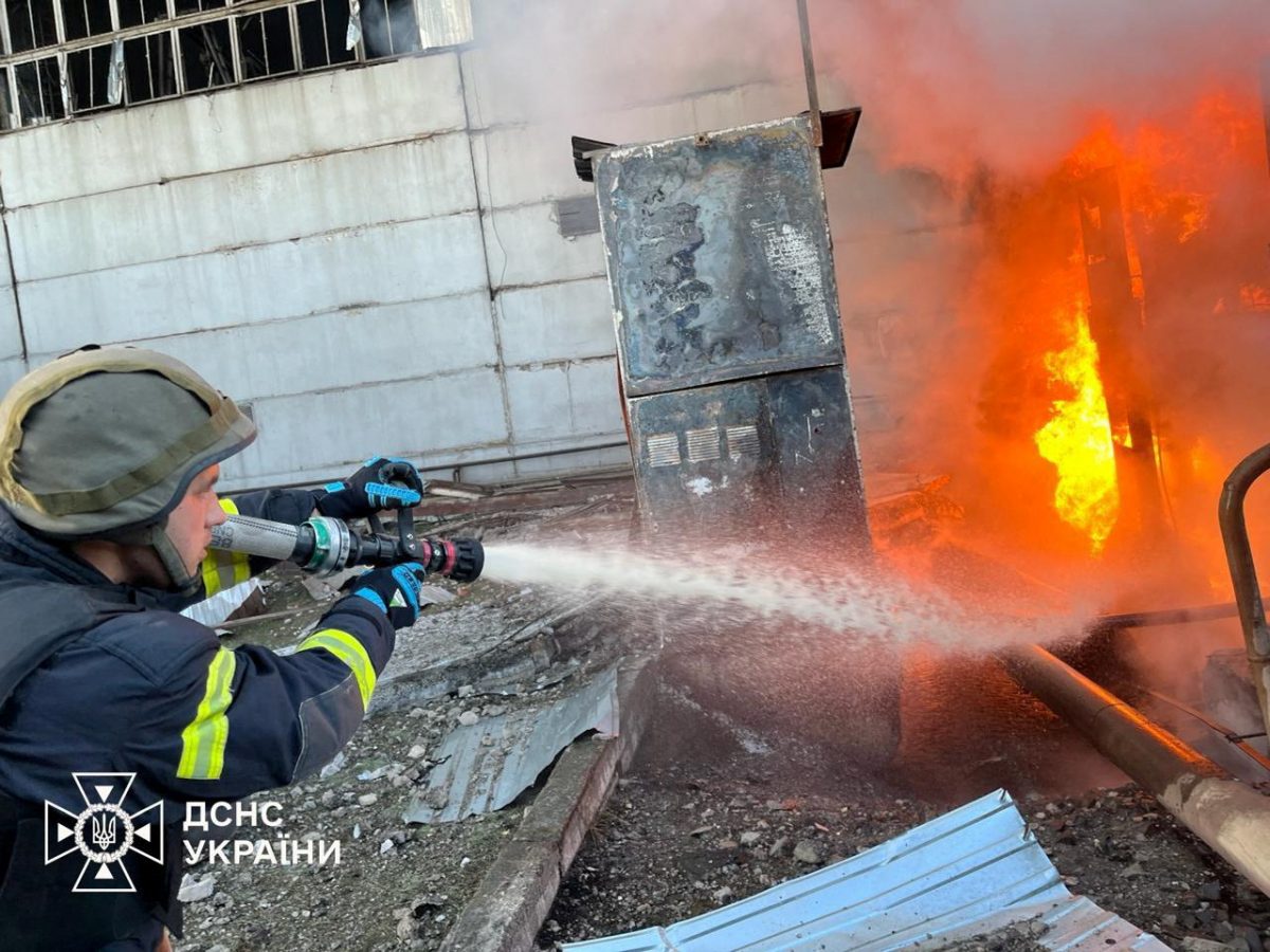 A firefighter works at a compound of power infrastructure facilities, which was hit by Russian missile and drone strikes, amid Russia's attack on Ukraine, at an undisclosed location in Ukraine April 11, 2024. Press service of the State Emergency Service of Ukraine/Handout via REUTERS