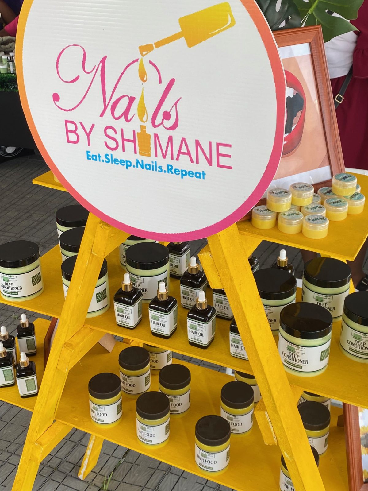 Nails by Shimane’s hair products at the Expo
