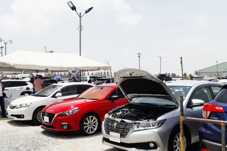Vehicles on display by Bravo’s auto sale 