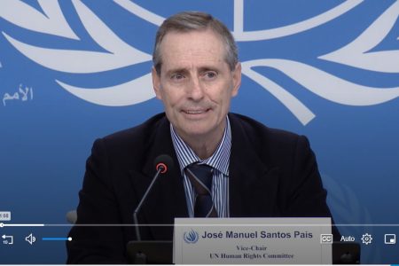 José Manuel Santos Pais (Vice-Chair)
of the Human Rights Committee speaking at a March 28 press conference on the hearings.