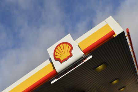 Shell branding is seen at a petrol station in west London, January 29, 2015. REUTERS/Toby Melville/File photo