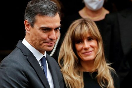 Spain’s Prime Minister Pedro Sanchez and his wife Begona Gomez