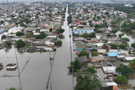 A drone view shows a flooded area in Porto Alegre, Rio Grande do Sul state, Brazil May 12, 2024.