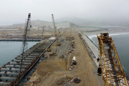 Dragline excavators stand at the construction site of a new Chinese mega port, in Chancay, Peru August 22, 2023. REUTERS/Angela Ponce/File Photo