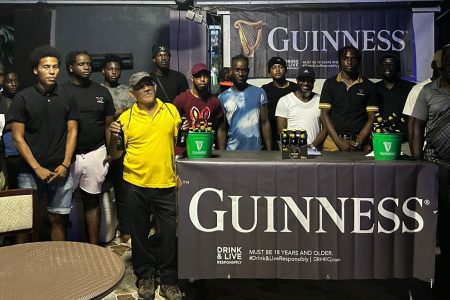 Tournament officials and representatives from the respective competing teams pose for a photo opportunity
following the official launch of the Guinness ‘Greatest of the Streets’ Linden Championship last evening.
