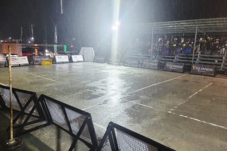 The wet playing surface at the Retrieve Tarmac was deemed unsafe for players by the tournament officials due to the persistent rainfall