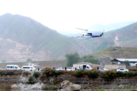 A helicopter carrying President Ebrahim Raisi takes off, May 19, 2024.