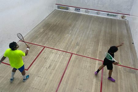 A scene from the Kraft Mac and Cheese Junior Squash Championship at the Georgetown Club Squash Courts on Camp Street