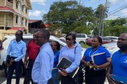 GTU Executive members arriving at the Ministry of Labour for yesterday’s conciliation meeting. 
