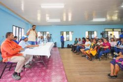 President Irfaan Ali addressing residents of Bartica (Office of the President photo)