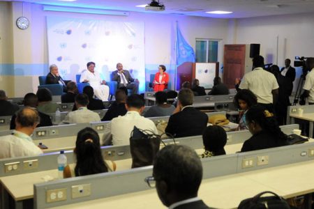 The recent climate summit in Antigua. Barbados Prime Minister Mia Mottley is seated next to her Antiguan counterpart Gaston Browne