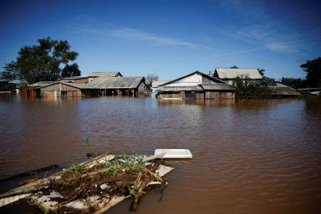 FILE PHOTO: A view of the flooded fishing hamlet of Paqueta in Canoas, Rio Grande do Sul state, Brazil, May 14, 2024. REUTERS/Adriano Machado