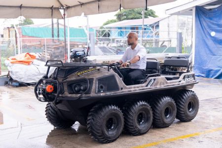 One of the amphibious vehicles donated (Office of the Prime Minister photo)