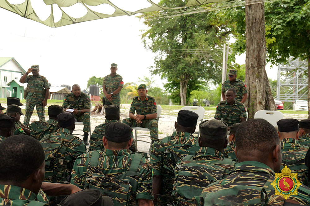 Brigadier Omar Khan, Chief of Defence Staff, continues his command visits nationwide. Recently, he met with the elite special forces, where he engaged directly with the ranks, sharing his strategic visions and commended them for their service to Guyana, a release from the Guyana Defence Force (GDF) said. (GDF photo)
