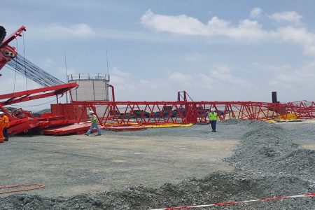 The toppled crane (Ministry of Labour photo)
