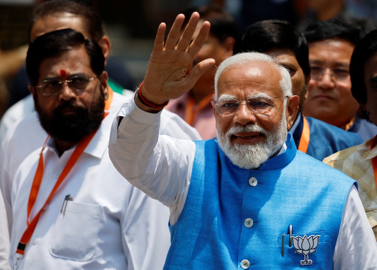 India’s Prime Minister Narendra Modi gestures as he walks on the day he files his nomination papers for the general elections in Varanasi, India May 14, 2024. REUTERS/Adnan Abidi