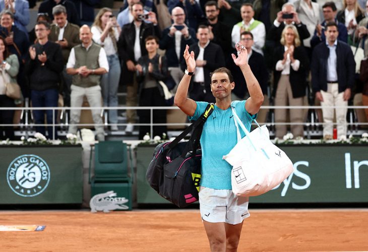 Spain's Rafael Nadal waves to the crowd as he leaves the court after losing his first round match against Germany's Alexander Zverev REUTERS/Yves Herman