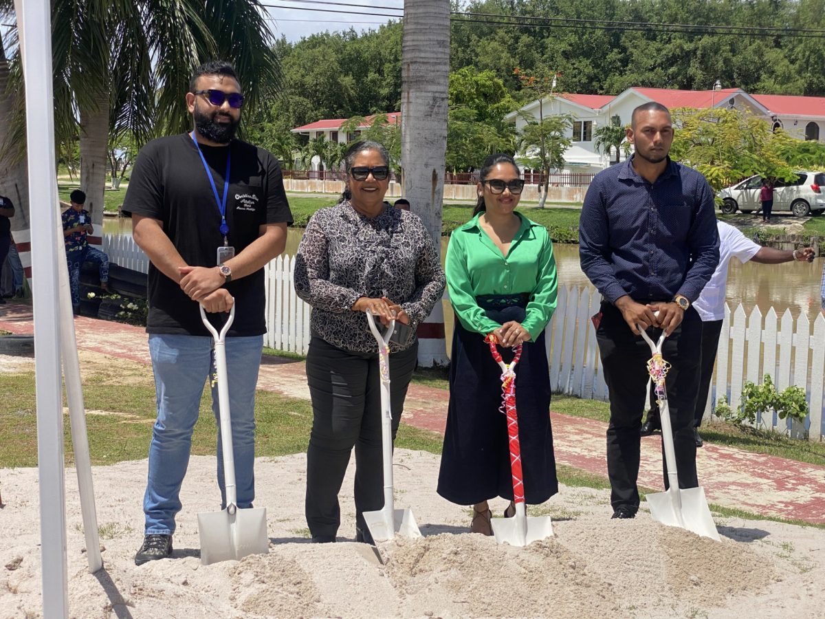 First Lady Arya Ali is third from left. Also in photo from left are Managing Director of Sheriff Guyana Ameir Ahmad, Region Two Chair Vilma De Silva and Mayor of Anna Regina, Devin Mohan.