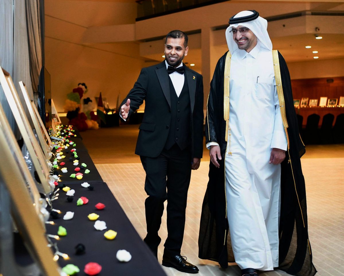 Guyana Ambassador to Qatar Safraz Shadood (left) with Minister of Justice and Minister of State for Cabinet Affairs, Ibrahim Bin Ali Al Mohannadi