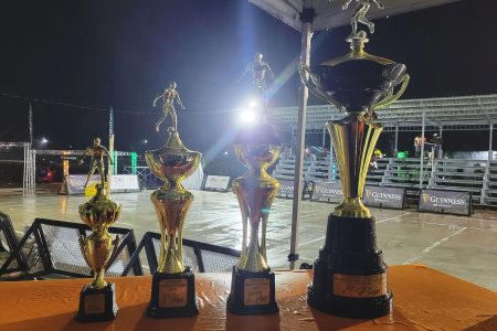 The trophies which will be up for grabs tonight at the Retrieve Hardcourt in Linden

