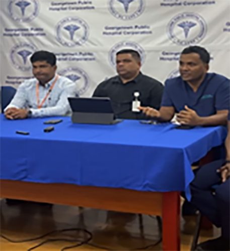 From left to right: GPHC’s Director of Medical & Professional Services, Dr. Navindranauth Rambaran; GPHC’s Chief Executive Officer, Robbie Rambarran and Head of the Accident and Emergency Department at the Georgetown Public Hospital, Dr. Zulfikar Bux.