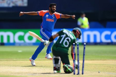 Mohammad Rizwan is bowled for 31 runs by Jasprit Bumrah
