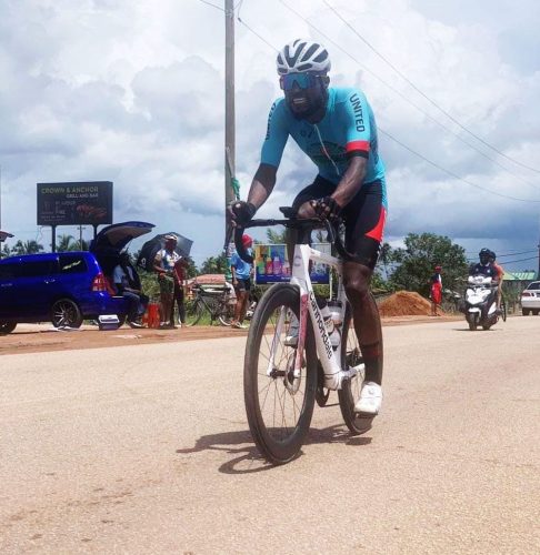 Briton John once again proved that he is by far and away Guyana’s premier cyclist, retaining his Elite National Road Race title yesterday in fine style along the carriageways of Linden.
John made the loop from Amelia’s Ward to Silver Hill and back, repeating it four times for a total of 80 miles without much of a challenge from the 13 starters in the race.
In fact, under extremely hot conditions, of the 16 that started the race, only seven saw it out.
John of United We Stand Cycle Club did not have much competition, with Segun Hubbard and Kaieteur Attack’s Kwame Ridley coming in second and third positions in that exact order.
The Elite Road Race has now brought an end to the Guyana Cycling Federation’s (GCF) National Championships.
It began last weekend with the Masters, Juniors, Juveniles, and Women’s category races.
Last Sunday, KFC Evolution’s Robin Persaud won the U-50 category, making the trip from the Soesdyke Junction up the highway to Silver Hill and back to the point of origin in a time of two hours, 35 minutes, and 42 seconds, while Alexander Leung was in a class of his own in the Junior category, clocking 2 hours, 34 minutes, and 33 seconds to seal another national title.
In the Juvenile category, Alex Newton literally had no competition, soloing to an uncontested title in 2 hours, 34 minutes, and 57 seconds.
Abigail Jeffrey was the lone female cyclist, clinching the women’s race uncontested.
