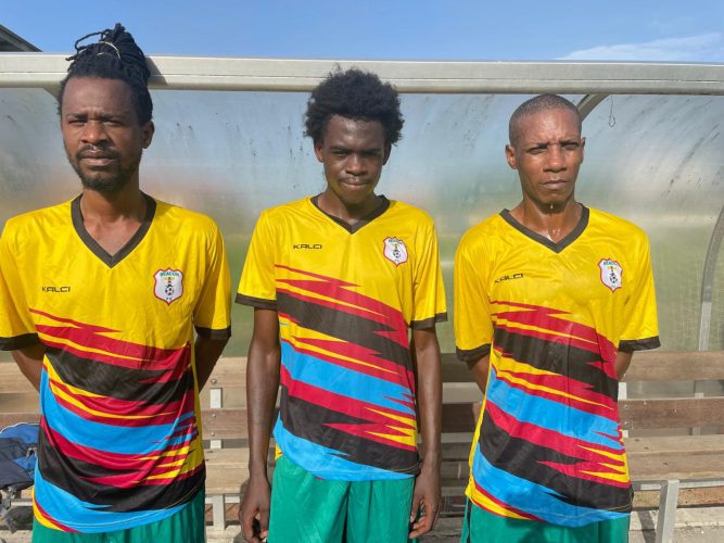 Beacons scorers from left: Kenneth Jackson, Antoine Vincent, and Anthony Abrams 