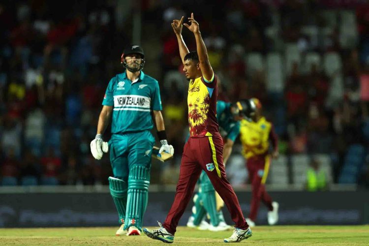 Gudakesh Motie celebrates the dismissal of New Zealand’s Darryl Mitchell, as he played a pivotal role in the West Indian victory with figures of 3-25. His outstanding performances in the tournament, coupled with his sublime campaign in the recently concluded T20 series against South Africa, were instrumental in winning the award.
