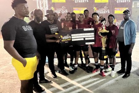 Dynasty! Silver Bullets receives their prize after capturing their third Guinness ‘Greatest of the Streets’ Linden Championship crown