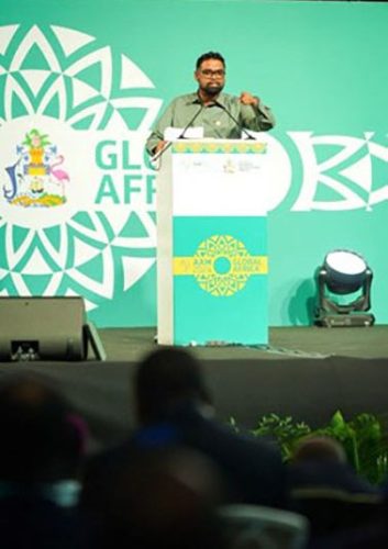 President  Irfaan Ali during his keynote address (Photo credit: Office of the President) 